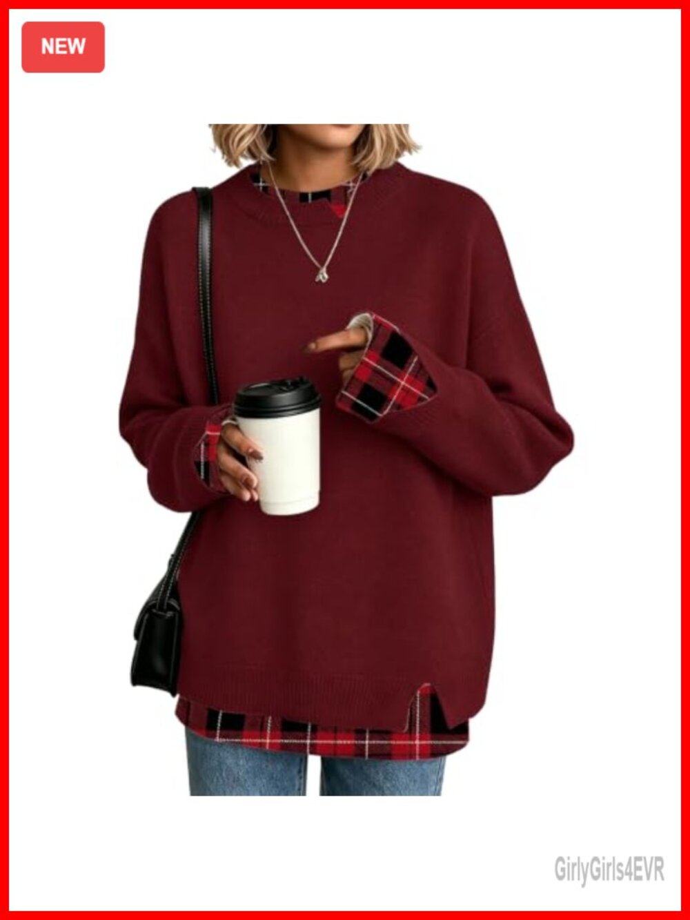Oversized Knit Sweater Women Long Sleeve Crew Neck Pullover Cozy Fall Winter